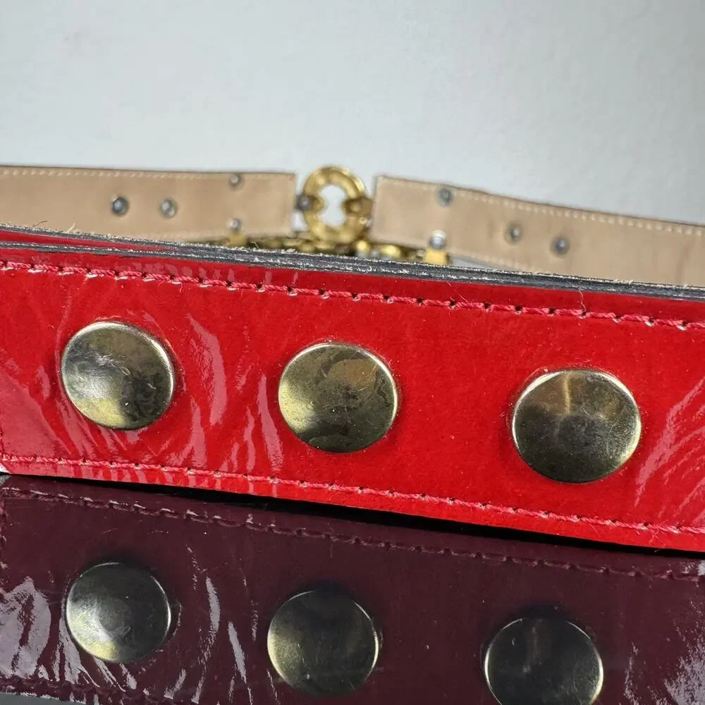 Leatherock Red Leather Belt Gold Hardware 8452 Sz M